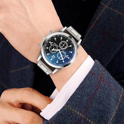 1/2PCS Men's Business Watches Fashion Men's Steel Band Quartz Watch with Bracelet (Box not Included)