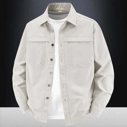2026 New Style Casual Retro Long-Sleeved Shirt Men's Spring/Autumn Workwear Pure Cotton Washed Shirt Jacket Coat