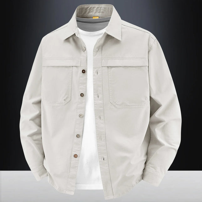 2026 New Style Casual Retro Long-Sleeved Shirt Men's Spring/Autumn Workwear Pure Cotton Washed Shirt Jacket Coat