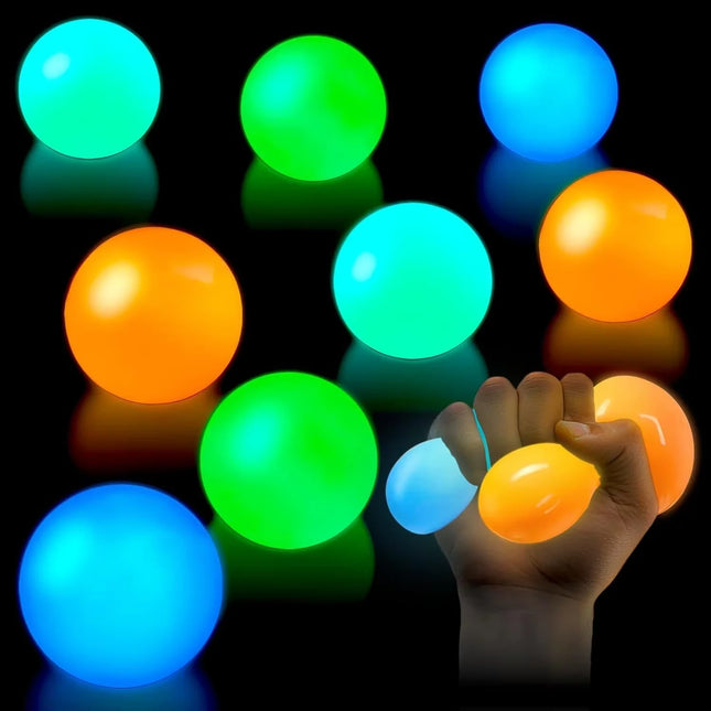 1/5/6Pcs Glow in The Dark Sticky Balls Squishy Stress Relief Toys Fun Fidget Toys Sensory Decompression Toys for Kids & Adults