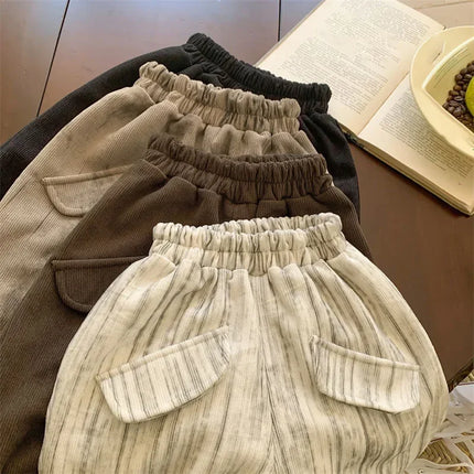 Children Pants Boys Girls Kids Autumn New Versatile Sweatpants Loose Thick Baby Sports Casual Trousers Fashion Toddler Clothing