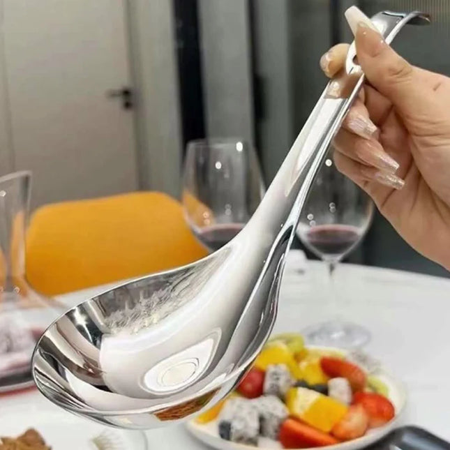 New Stainless Steel Round Spoon Net Red Golden Dinner Long Handle Stirring Dessert Spoons For Kitchen Accessories Gadgets