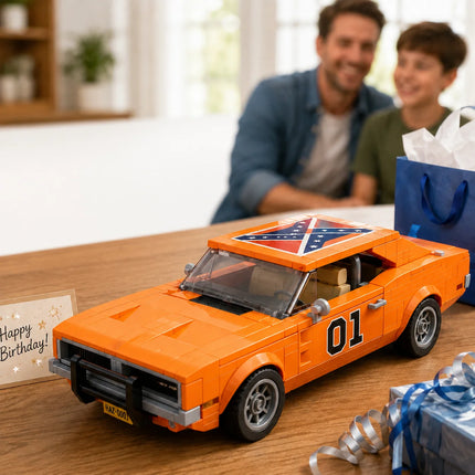 Classic American Muscle Car Building Blocks MOC Movie Prop Collectible Hazard 47th Anniversary Adult Gift
