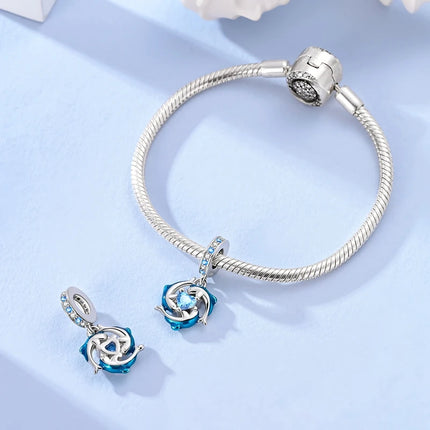 Charm 925 Silver Blue Ocean Life Theme Charm Beads Fit 3mm Original Bracelet For Women DIY Pendants Luxury Jewelry Gift Hot Sale