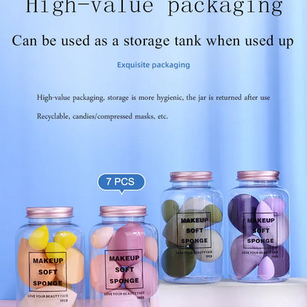 7Pcs/Set Makeup Sponge Set, Suitable for Liquid BB Cream Powder Application, Makeup Egg Dry Wet Dual-use Powder Puff