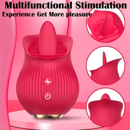 1pc Rose Vibrator Toy Female, Rose Sex Toys for Women, Blowjob Tongue Clitoral Stimulator Toys with 12 Modes for Women Masturbation, Clitoral Stimulator for Women Pleasure, Adult Sex Toys