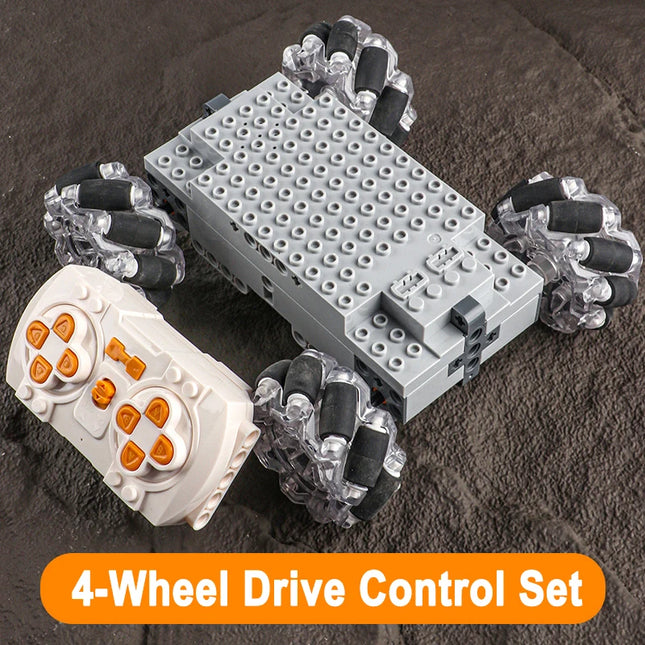 Technical MOC EV3 Mecanum Wheels 4WD electric building block RC Vehicle Universal Omnidirectional Tires Educational Toys Gifts
