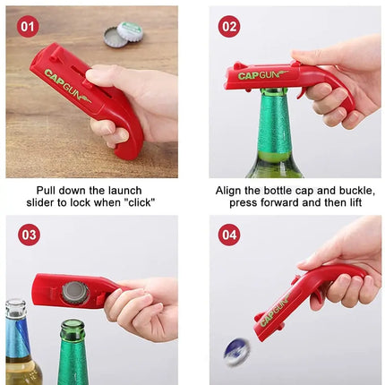 Portable Cap Gun Bottle Opener Launcher Shooter Funny Shooting Gun Creative Beverage Bottle Opener Suitable for Party Games