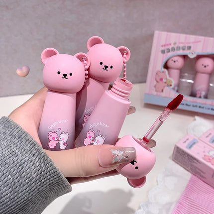 Gege bear Cute Cat Lip Gloss - Moisturizing Smooth and Long-lasting Lip Glaze - 4 Shades Easy to Apply Holiday Gifts