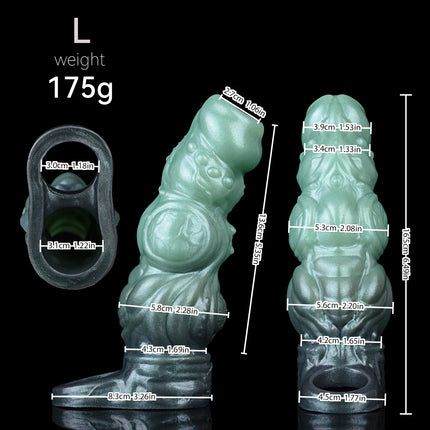 LUUK 3 Kont Penis Extender Sleeve With Cock Ring Liquid Silicone Penis Sleeve Reusable Comdom Sex Toys for Man