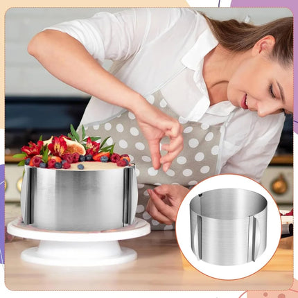 Stainless Steel 6-20cm Adjustable Telescopic Mousse Ring Circle Mold Rustproof With Scale Round Cake Rings Reusable Baking Tool