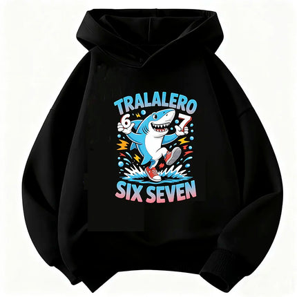 Funny Six Seven Italian Brainrot 67 Number Graphic Print Hoodie Boy/Girl Long Sleeved Kids Comfortable Sweatshirt