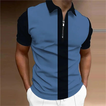 Men's Tops Polo Golf Men's King Print T Shirt High Quality Turndown Short Sleeve Zipper Pullover Original Golf Wear Men Clothing