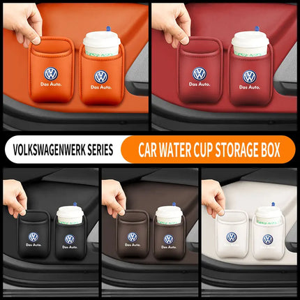 The multi-functional leather storage case for car water cups is suitable for VW Volkswagen Polo Tiguan Passat Golf Jetta Lavida