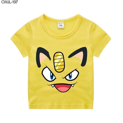 Pokemon Child T-shirt Fashion Clothes Pikachu Print T-Shirts Boutique Kids Clothing Boys Charmander Summer Tops Birthday Gift
