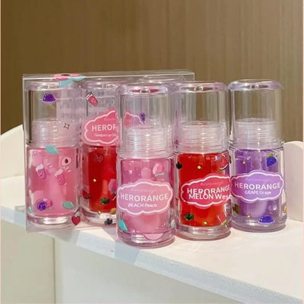 1/3Pcs HERORANGE Fruit Flavored Lip Oil Moisturizing Hydrating Lip Balm Primer Lip Care Cosmetic