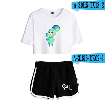 Youthful Movie Joe Gardner T-shirts shorts Pants Dew navel Sport Girls Short Sleeve Suits Sexy Girls Summer Two Pieces sets