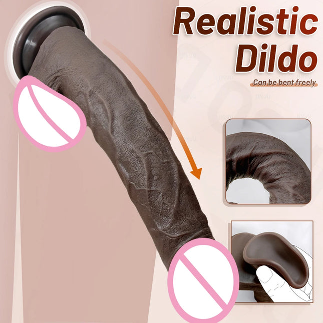 28cm Super Soft Silicone Dildo with Suction Cup Flexible G-spot Strap-On for Women Men Lesbian - Long Penis Sex Toy for Couples