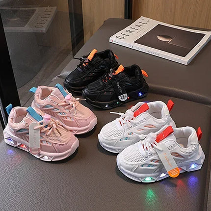 1-6 Years LED Baby Luminous Shoes Boys Glowing Children Sport Sneakers Kids Girls Anti-slip Toddler Mesh Shoes Led Flash Lights