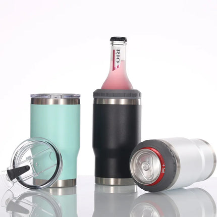4 in 1 Insulated Can Cooler Universal for 12 oz Cans, Slim Cans, and Bottles, Double Wall Insulated Cool Summer Ice Bottle Cup