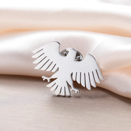 New Syria Eagle Brooch Stainless Steel Syrian Emblem Lapel Pin for Women Men Suit Shirt Badge Animal Accessories Gift