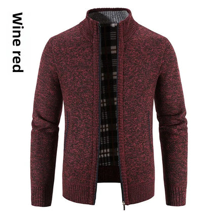 Men's Thickened Woolen Cardigan Coat Zipper Collar Knitted Sweater Autumn Winter New Style Fashion Urban Youth Casual Knitwear