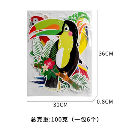 6 Tropical Bird Beehive Paper Cuttings Parrot Hawaiian Summer Beach Party Hanging Decor Bar Classroom Supplies
