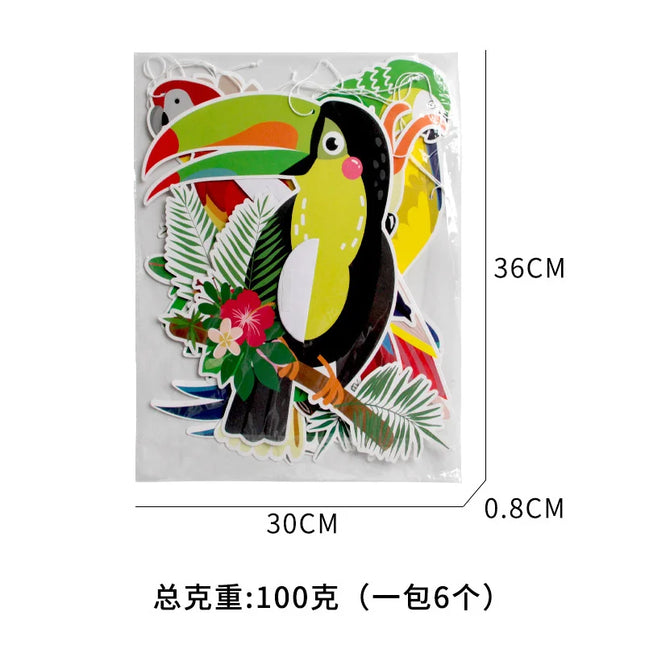 6 Tropical Bird Beehive Paper Cuttings Parrot Hawaiian Summer Beach Party Hanging Decor Bar Classroom Supplies