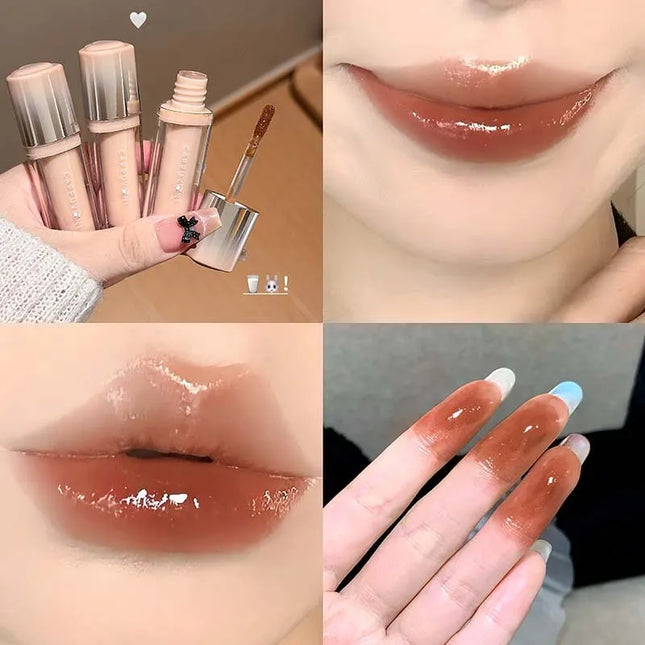 Mirror Lip Glaze Moisturizing Waterproof Forming Quickly Grape Purple Water Light Lip Gloss Non-Sticky Red Jelly Lipstick Makeup