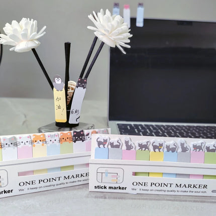 Korean Kawai Stationery Rows Sitting Little Flower Cat Black Cat Sticky Notes N Times Sticker Cartoon Creativity Pepsi Lovely