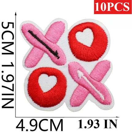 10PCS Wholesale Pink Car Shape Embroidery Pink Love Style Patches DIY Cloth for Hats/T-shirt/Jeans Girls Kids Valentine Iron on
