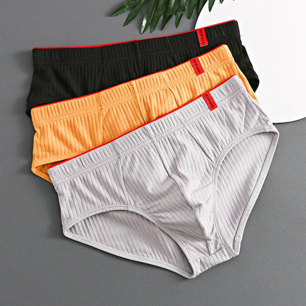 1/3PCS Men Briefs Mid Waist Elastic Soft Breathable Anti-septic U Convex Striped Solid Color Casual Men Underpants underwear men