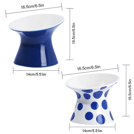 Ceramic Cat and Dog Bowls, Anti-Tip Pet Food Dishes Elevated base design protects cats' necks, suitable for small dogs and cat