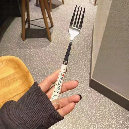 Cartoon Cute High Appearance Chopsticks Spoon Set stainless steel Student Office Worker Portable Tableware Travel