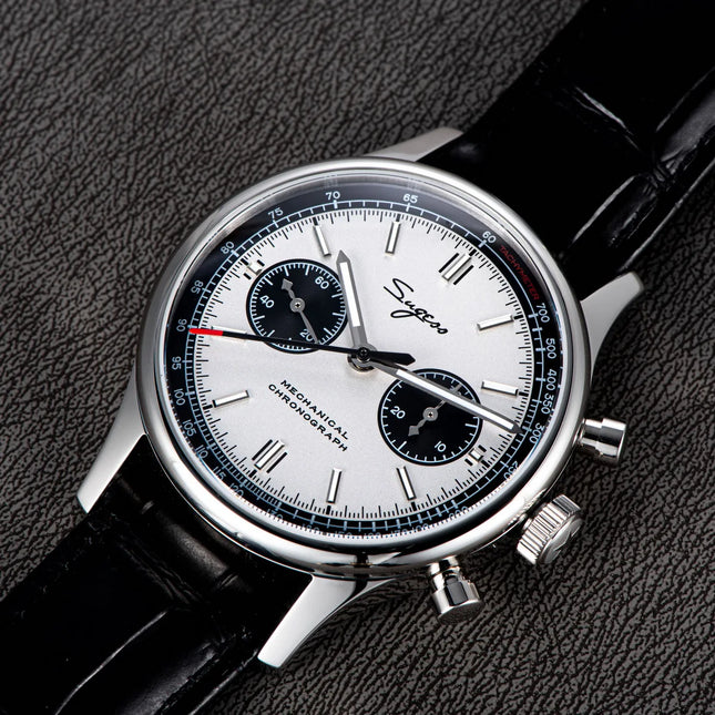 Sugess 1963 Pilot Watch Men Mechanical Chronograph Panda Wristwatch Air Force Sapphire Waterproof for Seagull Movement ST1901 v3