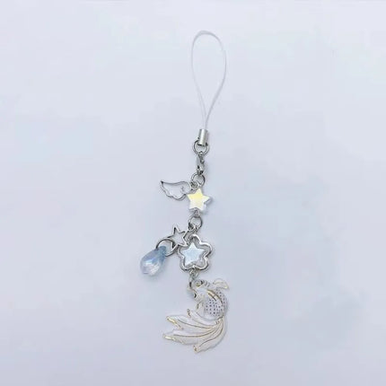 Plastic Lucky Koi Phone Pendant Crystal Beads Unique Beaded Keyring Lightweight Simulation Fish Keychain Charms Car Key Jewelry