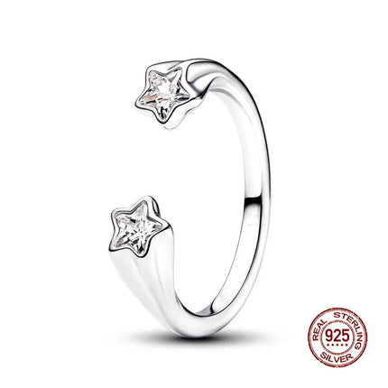 New 925 Silver Sun and Moon Love Princess Zircon Oxide Enamel Heart Love Ring Fashion Fine Jewelry For Women Gift Hypoallergenic