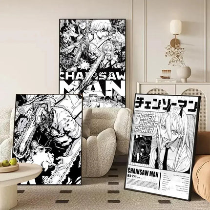 Classic Anime C_Chainsaw M_Man Poster Decorative Wall Art Stickers Mural Photo Print for Home Living Room Hallway Decor
