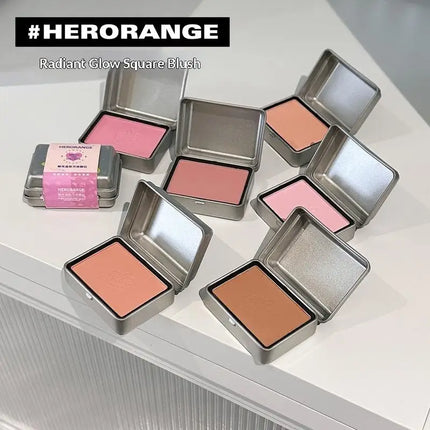 "1Pc HERORANGE Iron Box Cheek Blush Mineral Powder Long-Lasting Facial Contour Tint Single Color Cosmetics Blush Palette