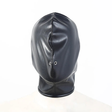 PU Leather Bondage Mask Full Head Hood Blindfold BDSM Fetish Roleplay Slave Harness Sexy Adult Sex Toys for Women Men Couples