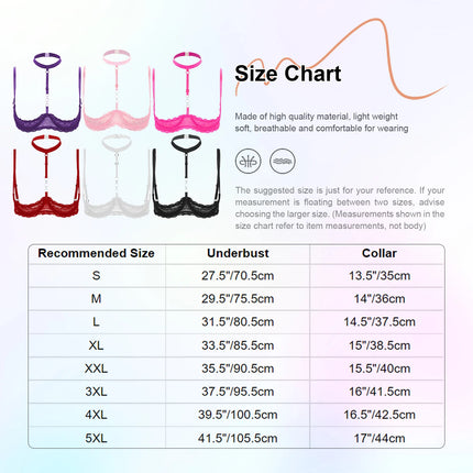 Womens 1/4 Cups Underwire Hollow Out Open Cup Nipples Bra Halter O Ring Exposed Lace Push Up Brassiere Lingerie Bra Underwear