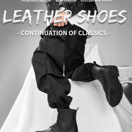 Couple's casual boots four season men's and women's high top leather boots fashion thick soled non slip plus size outdoor boots
