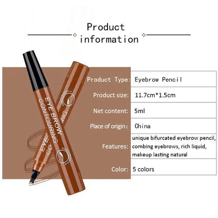 4 Point Eyebrow Pencil 4 Prong Tip Eyebrow Pen 4 Fork Eyebrow Pencil Waterproof Liquid Eyebrow Pencil Long Lasting Like Real