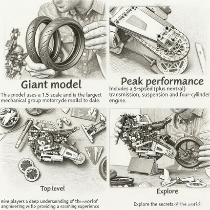 New Motorcycle Building Bocks Simulation Motorcycle Model Decoration Assembly Model Difficult Toy Boy Educational Creature Gifts