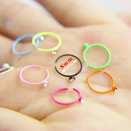 4 Style 8-40pcs Fashion 316l Colorful Stainless Steel Nose Hoop Lip Nose Ring Stud Earrings Body Piercing  Jewelry Punk Style