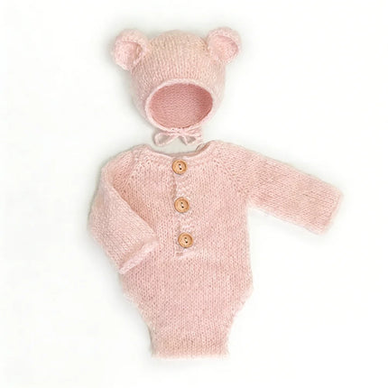 Reborn Doll Clothes Jumpsuits Baby Girl Pink Knitted Sweater Hat Clothing Outfit for 45-50cm Like Real Newborn Dolls Accessories