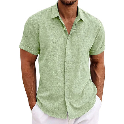 Men's Cotton Linen Short Sleeved Shirt Summer Casual Camisas Harajuku Blusas Mens Shirts Fashion Tops Men Clothing Streetwear