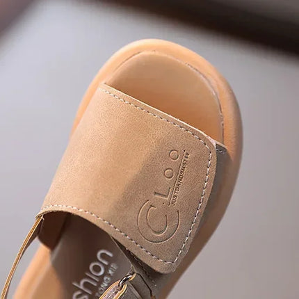 Sandals for Boys Fashion Summer Shoes 1-3-6 Years Girls Open Toe Matte Pu Leather Shoes Sandals Children Slippers