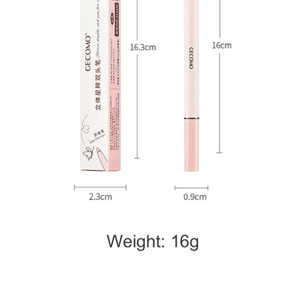 GECOMO Double-ended Lying Silkworm Pencil with 0.01mm Eyeliner Shimmer Eyeshadow Makeup