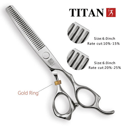 TITAN Professional Barber Tools Hair Scissor Cutting Thinning Hairdressing Shear 5.0/5.5/6.0/6.5 Inch Japan 440C Steel